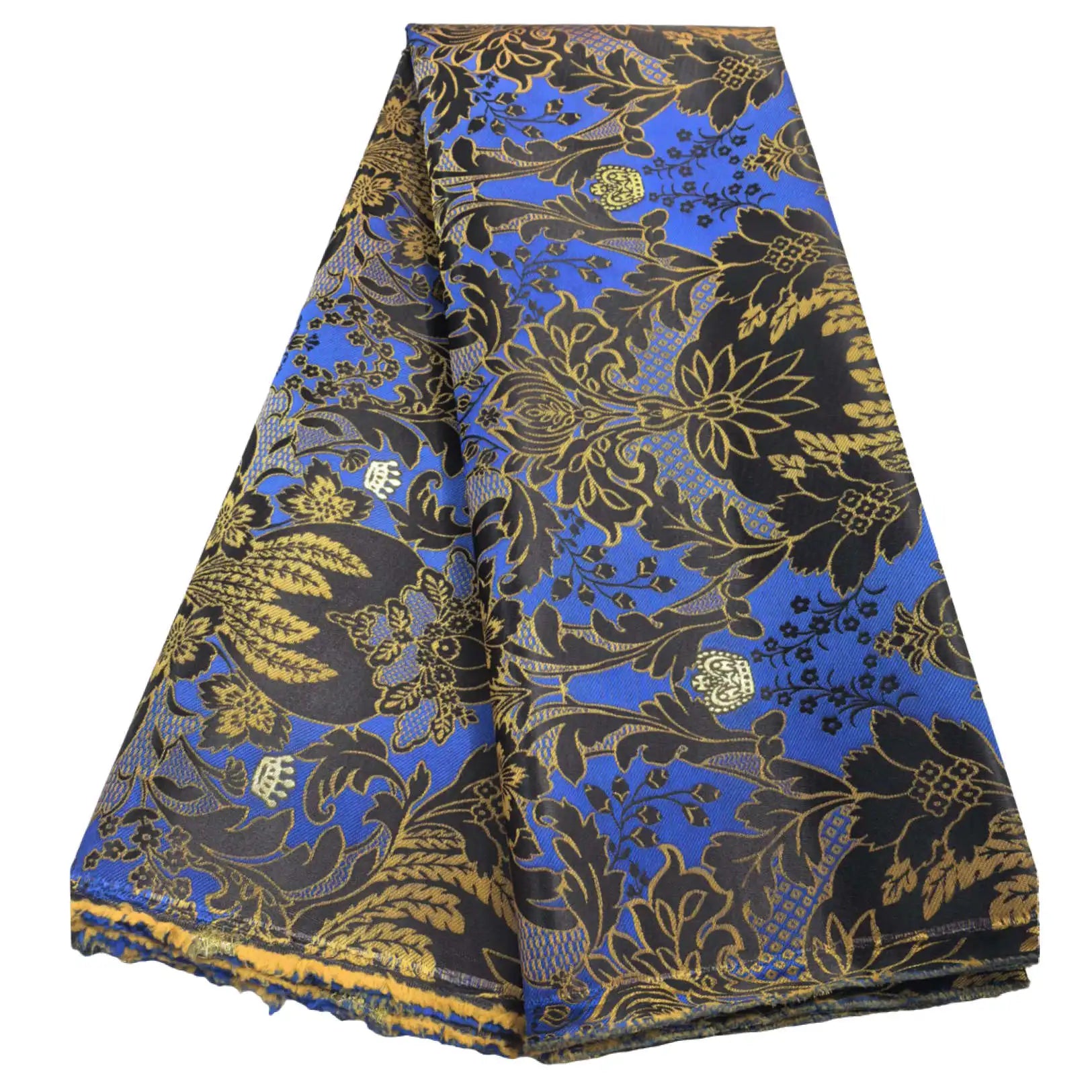 African Damask Lace Fabric (2.5 or 5 Yards) – Thick Jacquard Brocade for Aso Oke, Headwrap & Bridal Dresses