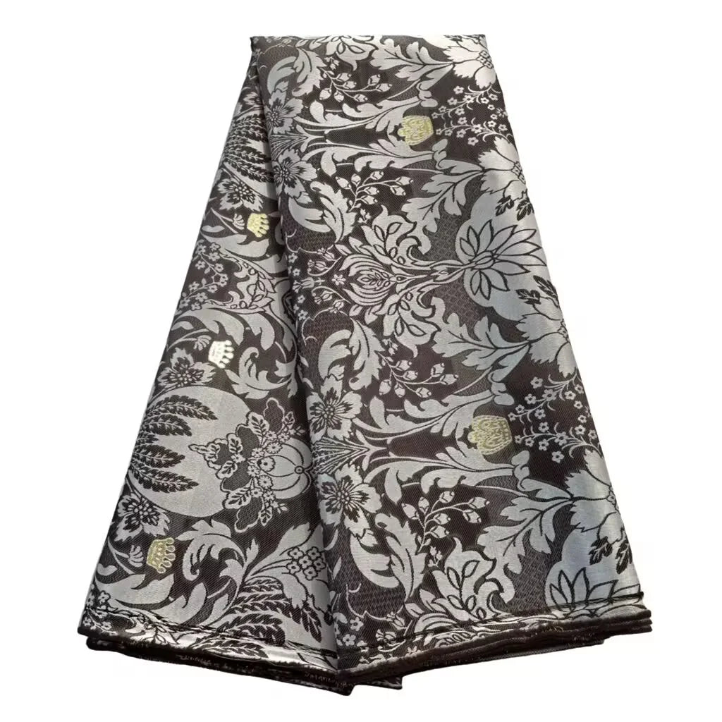 African Damask Lace Fabric (2.5 or 5 Yards) – Thick Jacquard Brocade for Aso Oke, Headwrap & Bridal Dresses