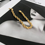 Twisted Rope Chain Bracelet for Women – Stainless Steel Gold or Silver Minimalist Bracelet (2mm / 3mm / 4mm / 5mm)