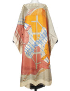 Robe caftan en sergé de soie imprimé africain Elariah pour femmes – Boubou surdimensionné Abaya Cache-maillot de plage | Taille unique grande taille