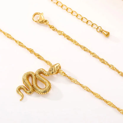 Gothic Snake Pendant Necklace – Stainless Steel Gold Choker for Women