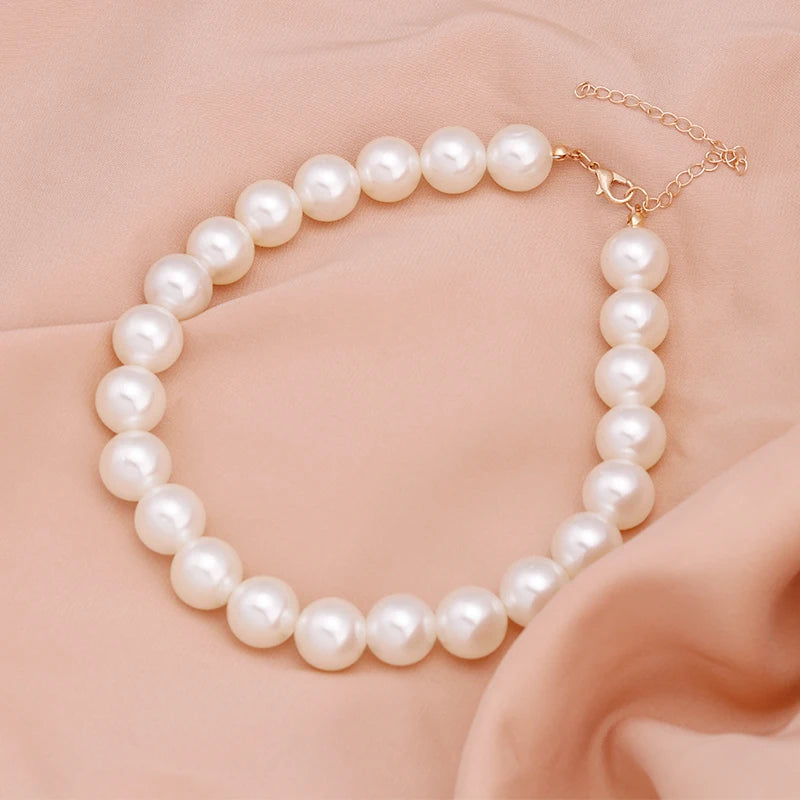 Classic Imitation Pearl Beaded Choker Necklace for Women – Elegant Bridal & Wedding Pearl Collar Necklace