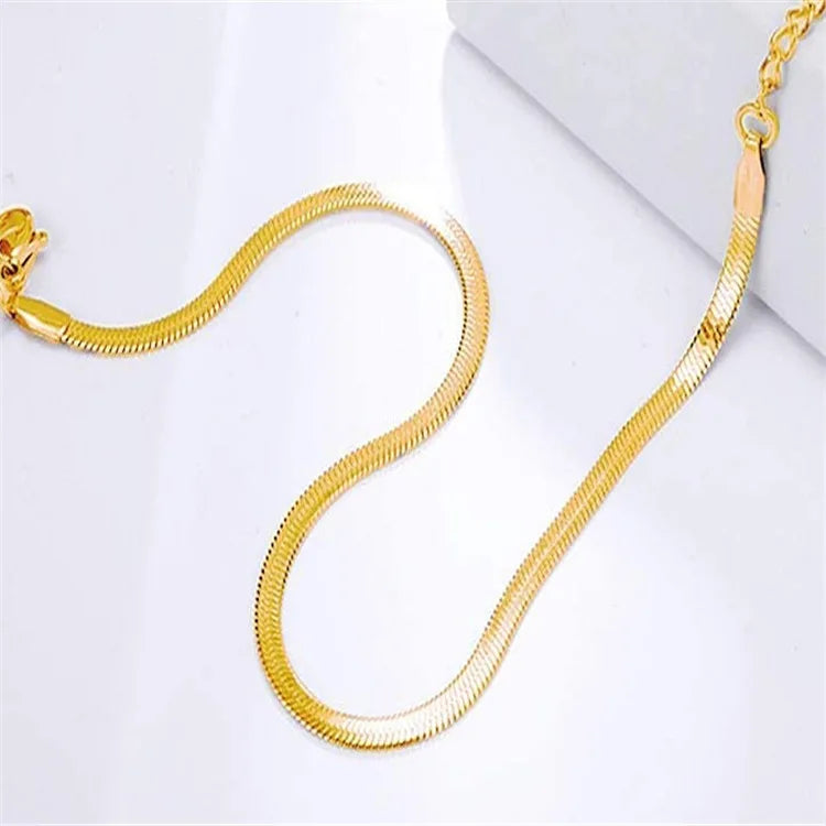 Gold Plated Stainless Steel Snake Chain Anklet – Trendy Summer Beach Jewelry for Women