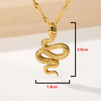 Gothic Snake Pendant Necklace – Stainless Steel Gold Choker for Women