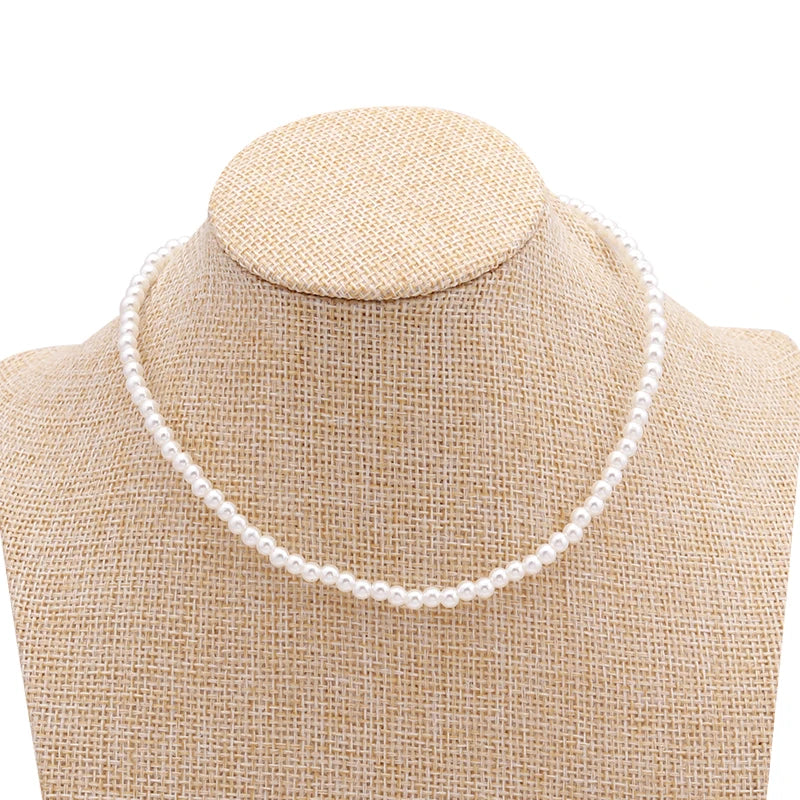 Classic Imitation Pearl Beaded Choker Necklace for Women – Elegant Bridal & Wedding Pearl Collar Necklace