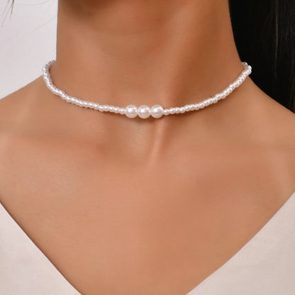 Elegant Big Pearl Crystal Pendant Choker Necklace – Romantic Wedding Jewelry for Women