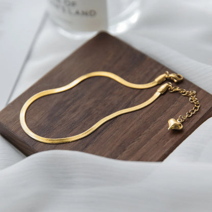 Gold Plated Stainless Steel Snake Chain Anklet – Trendy Summer Beach Jewelry for Women