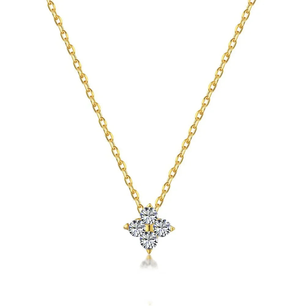 18K Gold Plated Four-Leaf Clover Necklace for Women – Stainless Steel with Zircon Detailing | Luxury Jewelry Gift