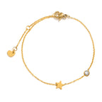 Minimalist Cross, Crescent Moon & Star Charm Bracelet for Women – Stainless Steel Thin Chain Adjustable Gold Layered Bracelet