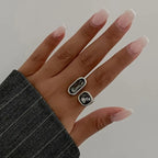 Minimalist Rhinestone Open Ring for Women – Adjustable Gold Plated Geometric Fashion Ring