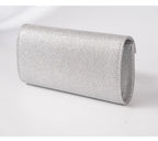 Elariah Shimmer Envelope Clutch Bag – Silver Glitter Evening Handbag with Chain Strap for Weddings & Party Wear