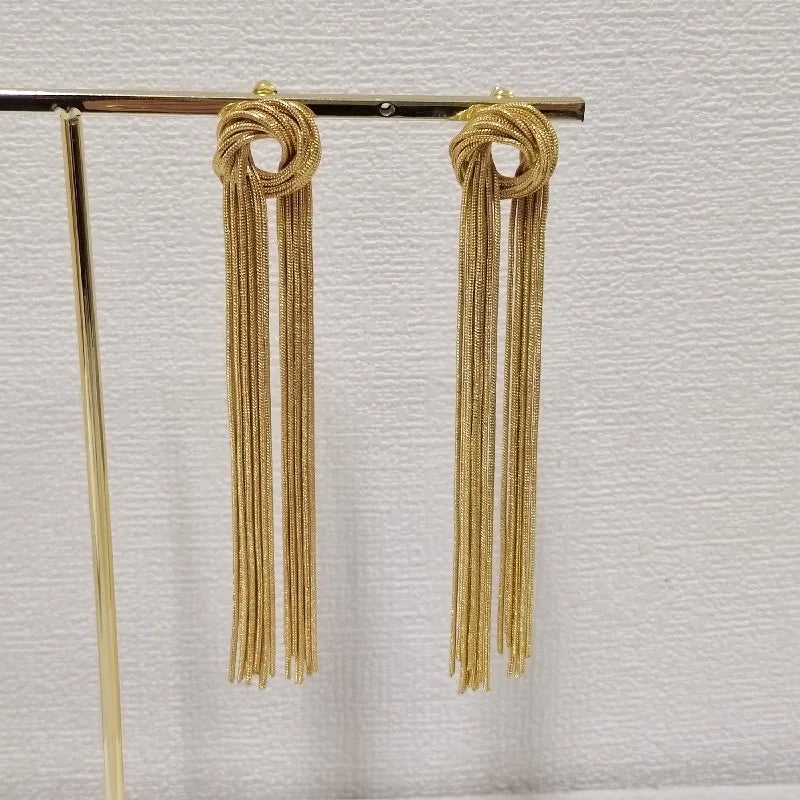Exaggerated Luxury Long Tassel Earrings – Gold Geometric Chain Statement Jewelry