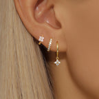 3-Piece Stainless Steel Flower Drop Earrings Set with Cubic Zirconia – Hypoallergenic Floral Dangle Earrings for Women