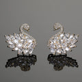 Swan Zircon Stud Earrings for Women – Gold Plated Copper Long Swan Earrings with Micro-Pavé Cubic Zirconia | Elegant Goddess Style Jewelry