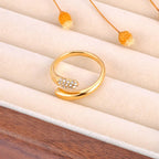 JeeMango Double Circle Stainless Steel Ring for Women – 18K Gold Plated, Waterproof, Trendy Fashion Jewelry