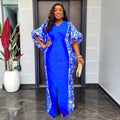 Luxury Satin Boubou Abaya – African Kaftan Dress for Women | Modest Dubai Evening Caftan (One Size)
