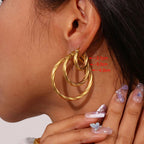 Classic Twisted Round Hoop Earrings – Stainless Steel, Vintage Trend, Gold & Silver