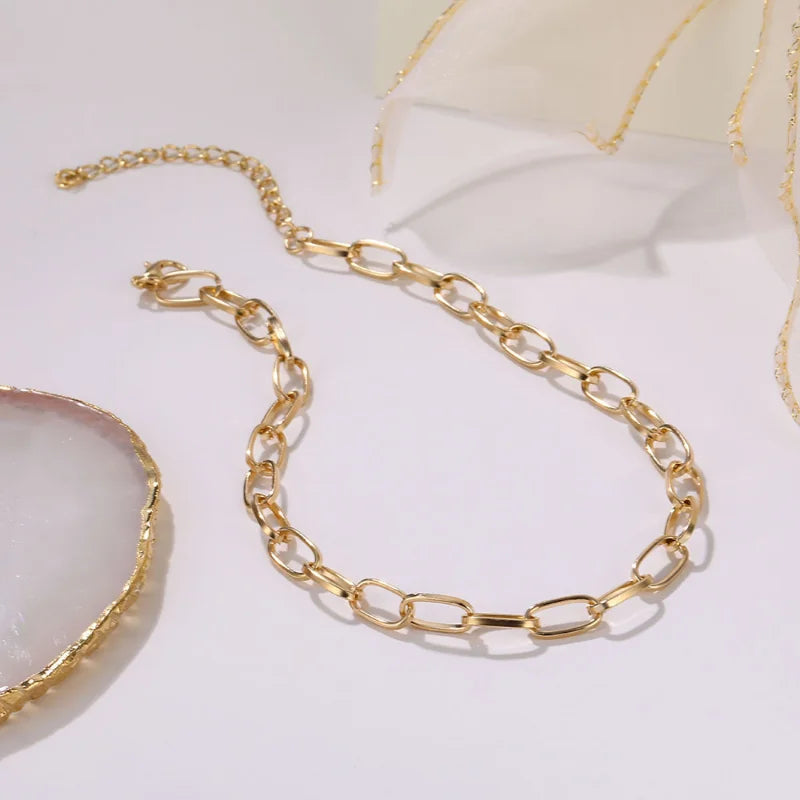 Stainless Steel Thick Chain Necklace – Unisex Punk Choker Jewelry for Women & Men