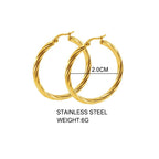 Classic Twisted Round Hoop Earrings – Stainless Steel, Vintage Trend, Gold & Silver