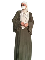 Elegant Pleated Kaftan Abaya Dress for Women – Flare Sleeve Jalabiya | Modest Eid & Occasion Wear