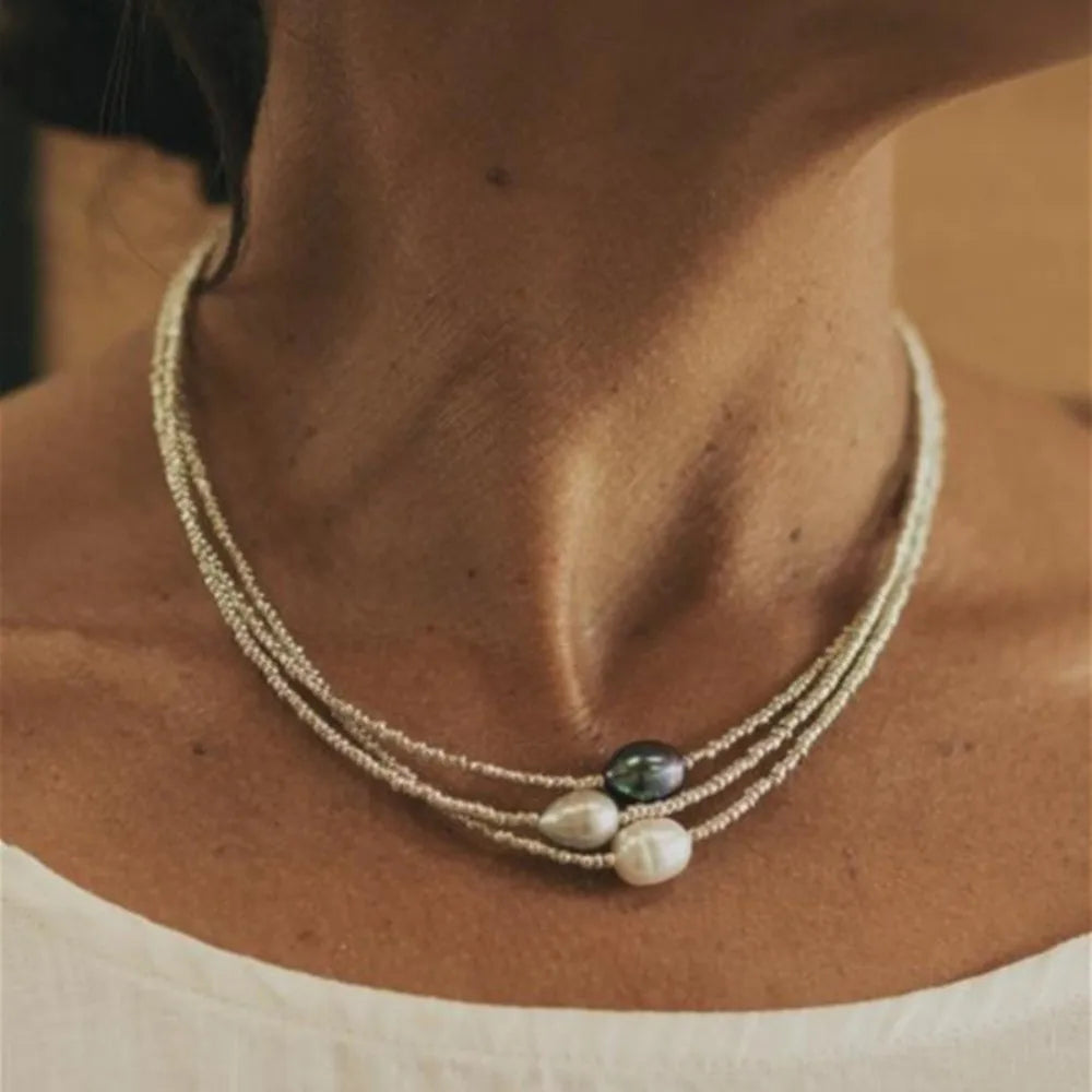 Artistic Retro Freshwater Pearl Necklace – Handmade Bohemian Pendant Jewelry