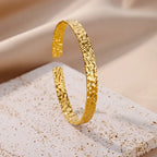 Luxury Adjustable Stainless Steel Bangle Bracelet – Waterproof Gold Cuff Jewelry for Women