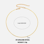 Classic Flat Snake Chain Choker Necklace – Stainless Steel Herringbone Design in Gold & Silver