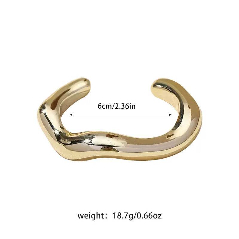 Irregular Geometric Cuff Bangle Bracelet for Women – Bold Statement Fashion Bracelet, Trendy Open Cuff Jewelry