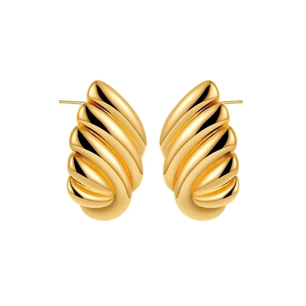 18K Gold Plated Stainless Steel Multilayer Circle Knot Drop Earrings for Women – Textured Statement Round Earrings