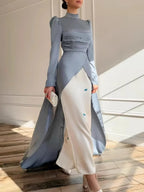 Elariah Embroidered Satin Modest Kaftan Dress – Elegant Muslim Abaya for Eid, Ramadan, Evening Party & Special Occasions