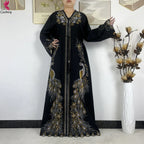 Elariah Diamond Chiffon Modest Abaya Dress – Elegant Long Sleeve Islamic Maxi Robe