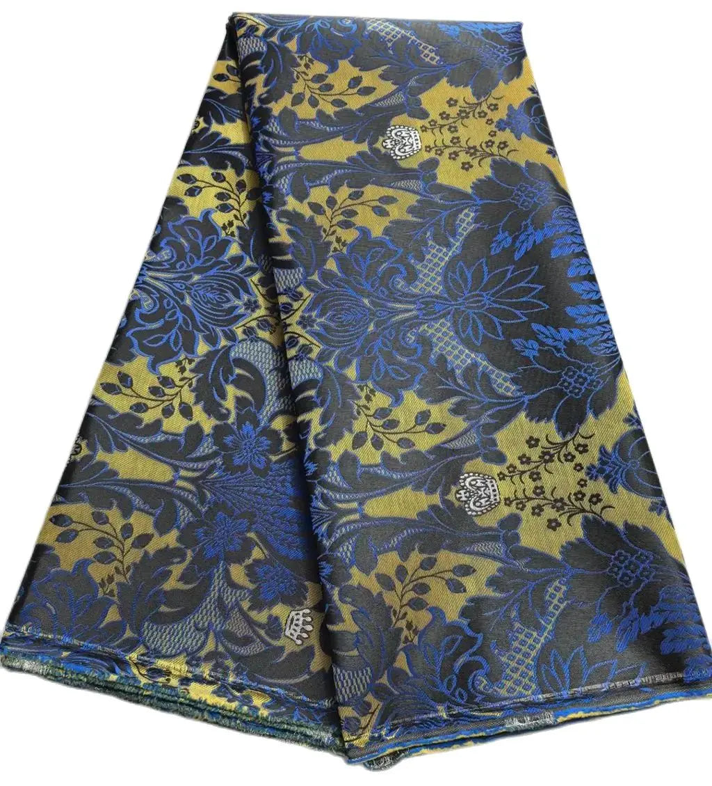 African Damask Lace Fabric (2.5 or 5 Yards) – Thick Jacquard Brocade for Aso Oke, Headwrap & Bridal Dresses