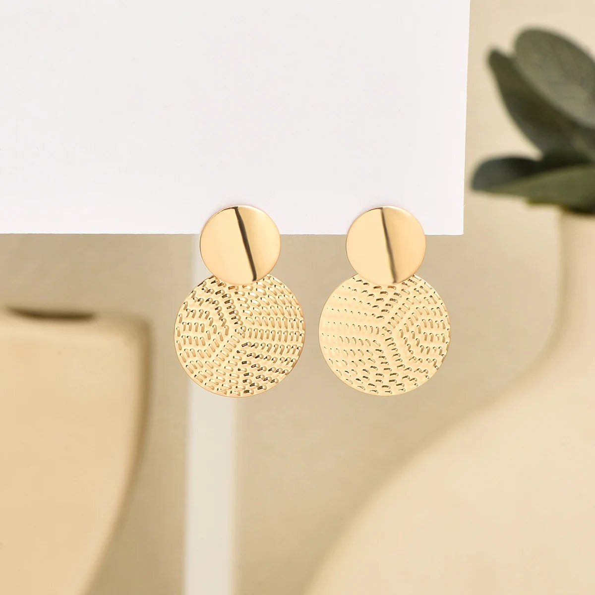 Bohemian Geometric Round Drop Earrings for Women – Trendy Metal Statement Earrings for Wedding, Party & Everyday Style