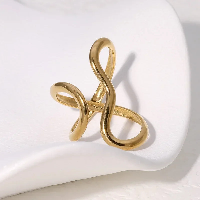 Elariah 14K Gold Plated Stainless Steel Geometric Cocktail Ring – Bold Statement Party Ring for Women