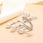 Bague géométrique vintage à double couche en perles blanches – Bague imposante pour femme