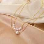Elegant Irregular Pearl Multi-Layer Necklace with Heart Pendant – Classic Choker Jewelry for Women