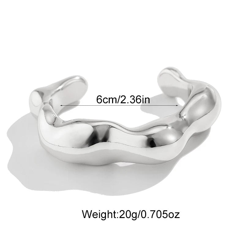 Irregular Geometric Cuff Bangle Bracelet for Women – Bold Statement Fashion Bracelet, Trendy Open Cuff Jewelry