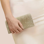 Elariah Shimmer Envelope Clutch Bag – Silver Glitter Evening Handbag with Chain Strap for Weddings & Party Wear