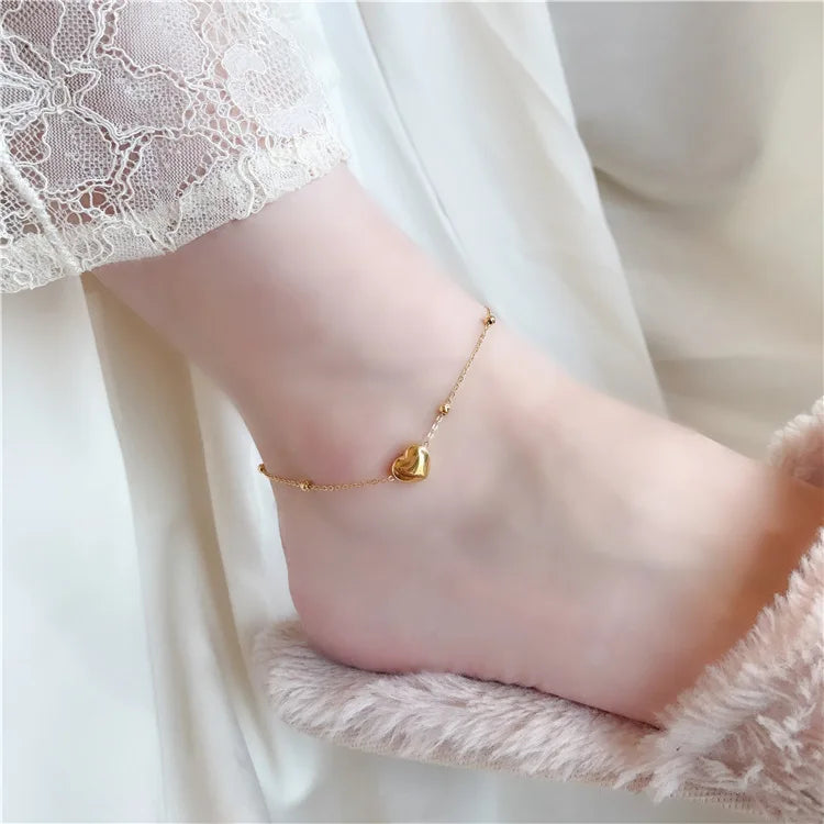 Gold Stainless Steel Cuban Curb Chain Anklet for Women – Adjustable Trendy Beach Anklet Bracelet