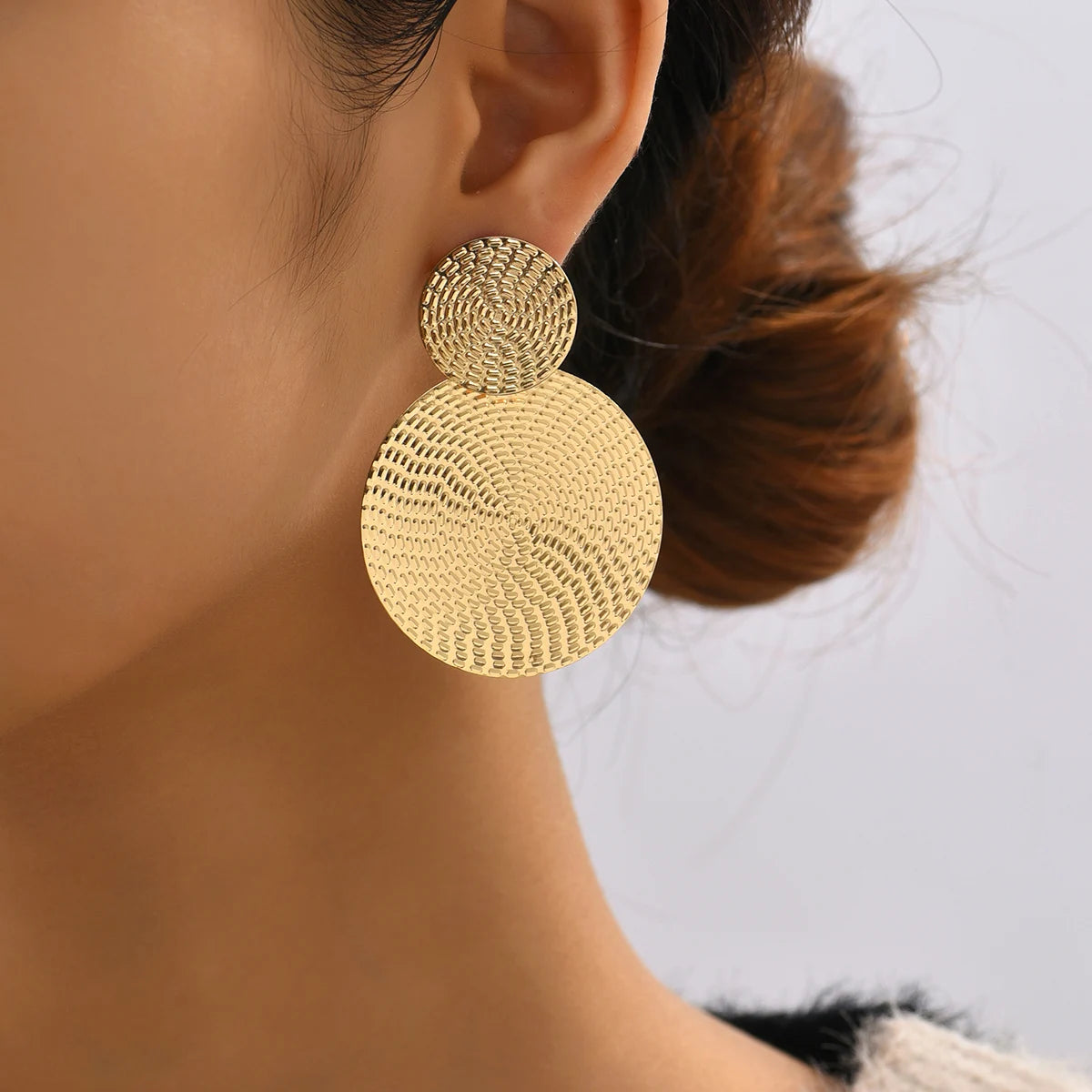 Bohemian Geometric Round Drop Earrings for Women – Trendy Metal Statement Earrings for Wedding, Party & Everyday Style