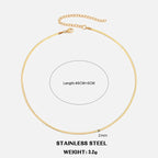 Classic Flat Snake Chain Choker Necklace – Stainless Steel Herringbone Design in Gold & Silver