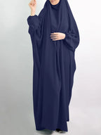 Elariah Women's Hooded Prayer Abaya with Long Khimar Hijab | Modest Islamic Prayer Garment | Loose Fit Nida Fabric