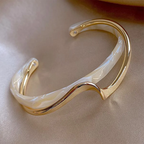 White Acrylic Geometric C-Shape Open Bangle Bracelet for Women – Minimalist Metal Cuff Bracelet, Modern Fashion Jewellery Gift