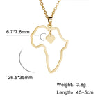Collier pendentif tendance carte d'Afrique pour femme – Collier géométrique en acier inoxydable, coloris or, or rose ou acier.