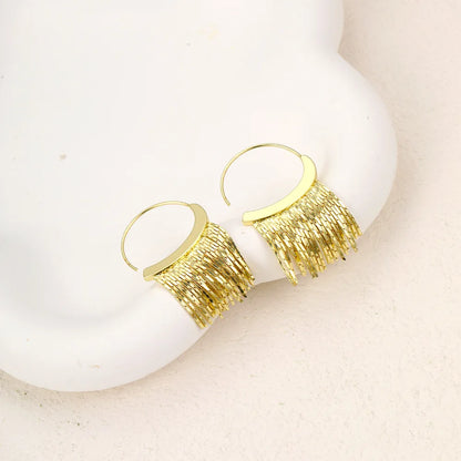 Gold Bling Tassel Statement Earrings – Elegant Long Drop Design for Women