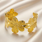 Boucles d'oreilles à tige Unift vintage en forme de fleur pour femme – Bijou bohème tendance en acier inoxydable plaqué or 14 carats