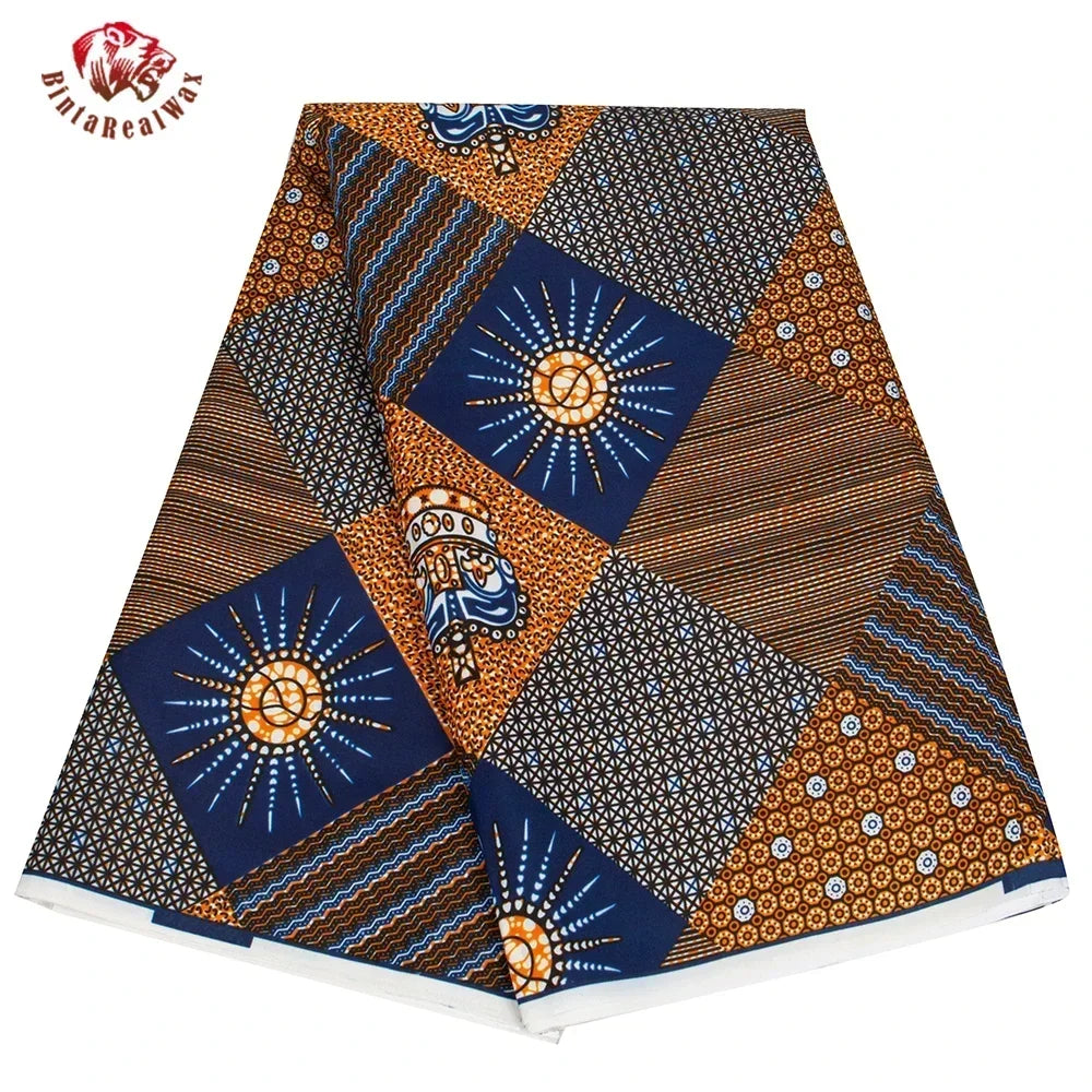 Elariah Ankara Wax Print Fabric – 6 Yards African Batik Polyester Material for Dresses, Sewing & Occasion Wear