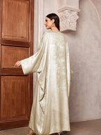 Luxury Satin Batwing Abaya Kimono – Shiny Open Front Maxi Kaftan for Ramadan, Eid & Evening Wear