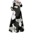 Robe Kaftan Longue Imprimée Femme Elariah – Coupe Ample Manches Longues Col Rond Abaya Modeste Coupe Trapèze
