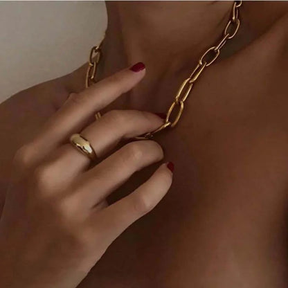 Stainless Steel Thick Chain Necklace – Unisex Punk Choker Jewelry for Women & Men